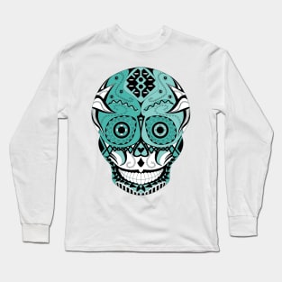 skull mania ecopop tribal mexican art in zephyr calavera Long Sleeve T-Shirt